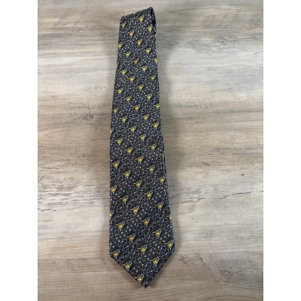 Gianni Versace Black Gold Men's Silk Tie Necktie‎ EUC